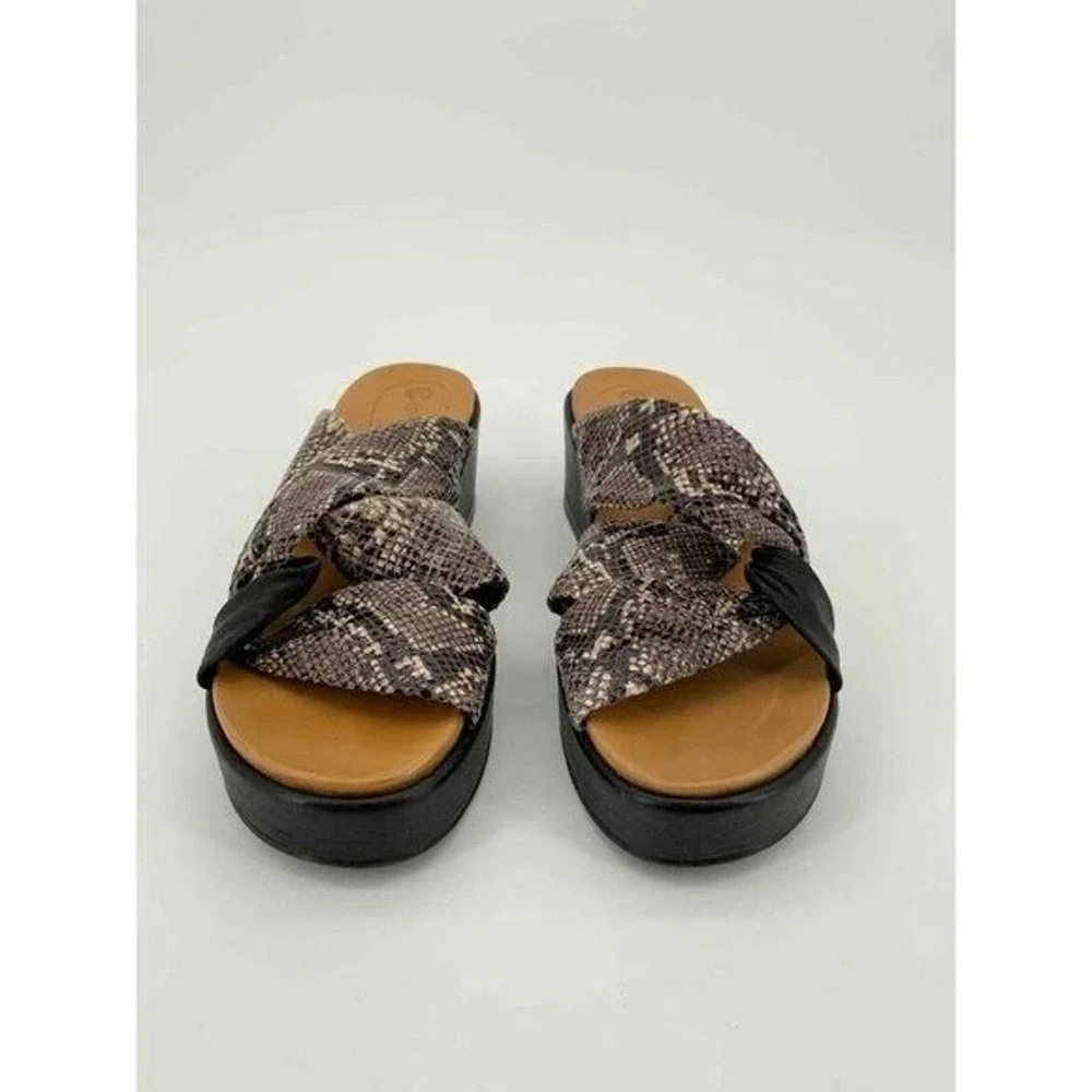 Anthropologie x Corso Como 7.5 Wynnter Platform Slide Sandal Snake Leather Wedge - Picture 3 of 7